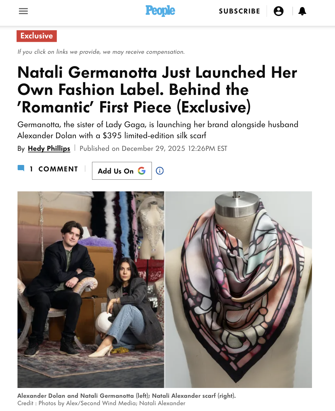 People Magazine exclusive on the Natali Alexander launch